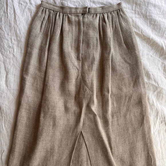 A Détacher Tan Linen Midi Skirt - Picture 1 of 7